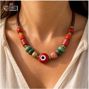 Lavender Evil Eye Beaded Necklace shown individually as a coordinating option for the mix and match necklace set