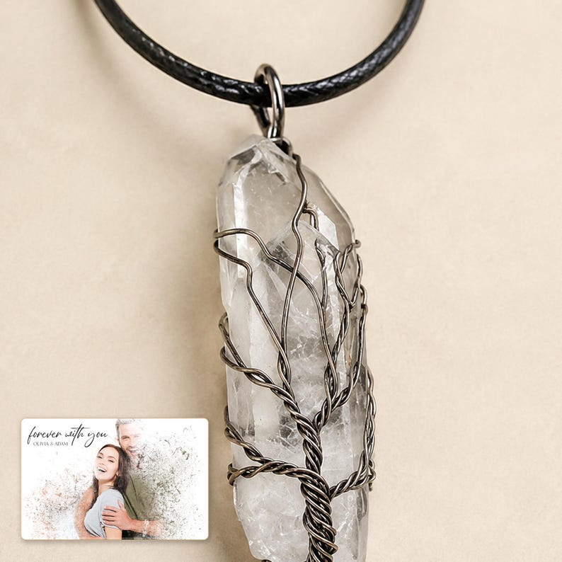 Tree Wire Pendant Necklace, macro detail view, photo 3.