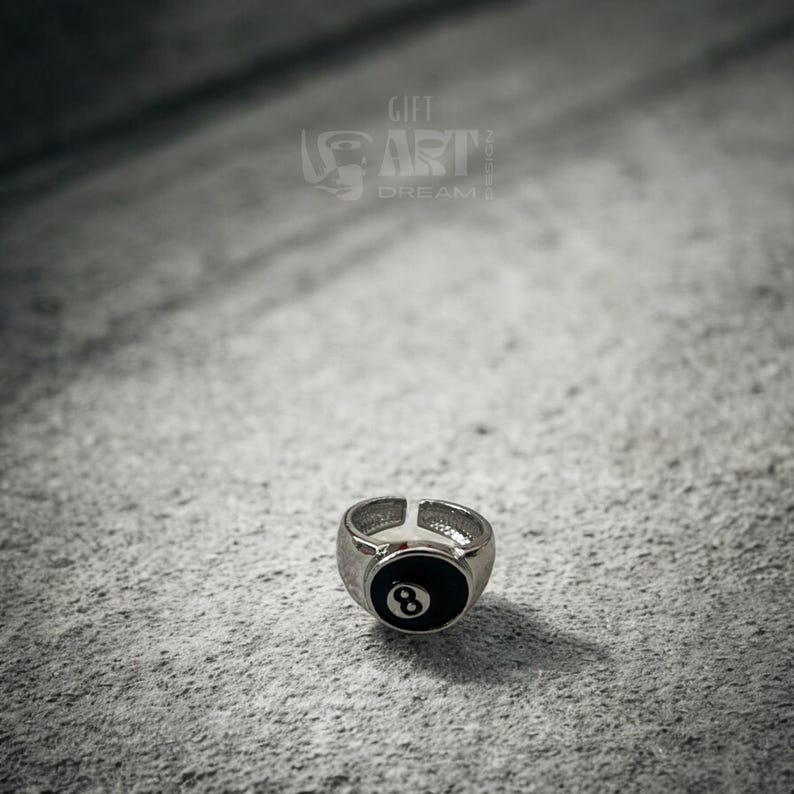 8 Ball Ring, Adjustable Stainless Steel Billiards Band image 6