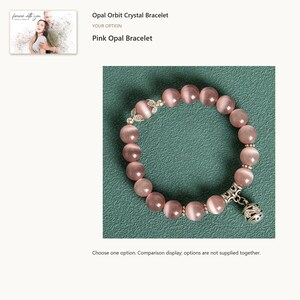 Pink. Round Bead Charm Bracelet. A personalized digital greeting card is shown. Select the pictured option when ordering.