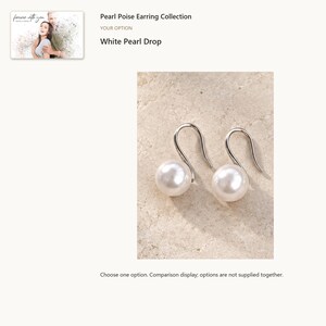 White Pearl Look Drop. Pearl Drop or Seven-Pearl Hoop Earrings. A personalized digital greeting card is shown. Select the pictured option when ordering.