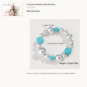 Beaded bracelet. Turquoise Tone Bead Jewelry. A personalized digital greeting card is shown. Select the pictured option when ordering.