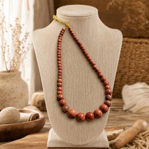 Brown and Yellow Statement Beaded Necklace shown individually as a coordinating option for the mix and match necklace set