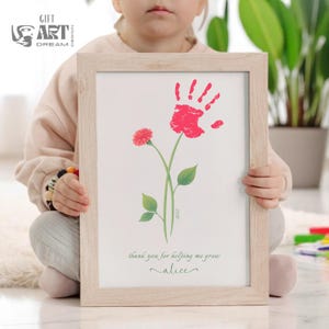 DIY Handabdruck Blumen Kunst | Druckbares Geschenk für Mama, Oma | 1-2 Kinder Option Perfekt für Muttertag, Geburtstage, Danke