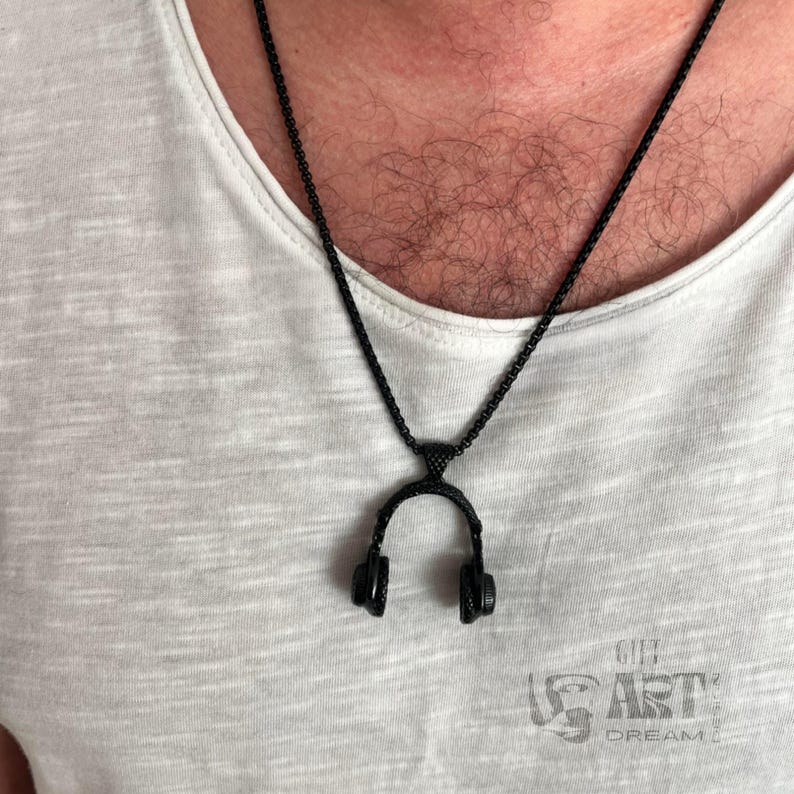 DJ Headphone Necklace: Stainless Steel Music Pendant image 6