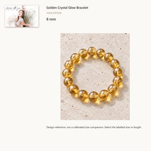 8 mm. Yellow Crystal Bead Stretch Bracelet. A personalized digital greeting card is shown. Select the pictured option when ordering.