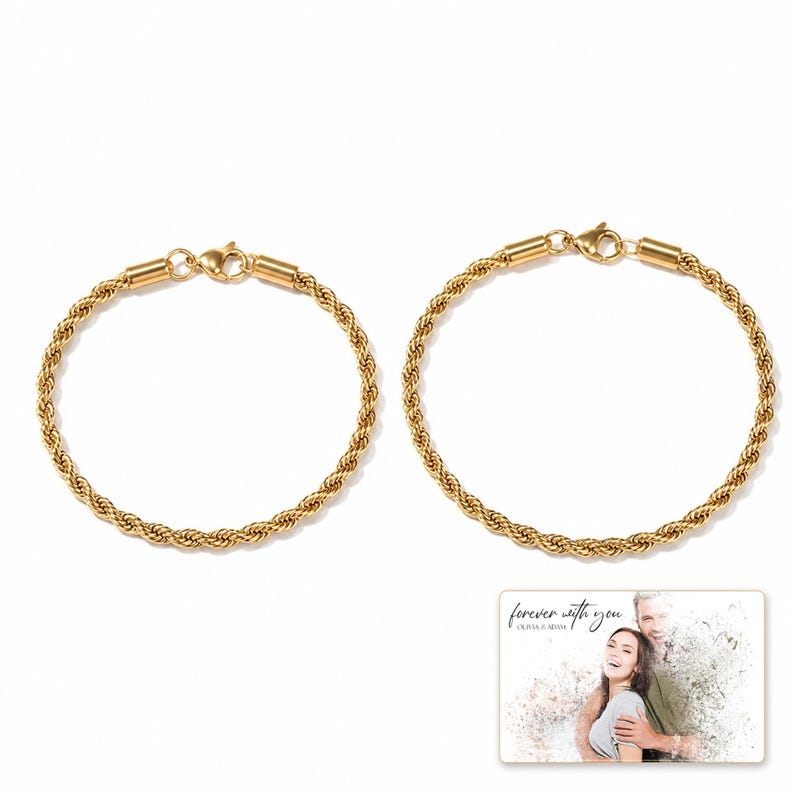 Sunlit Twist Rope Chain Bracelet shown during a believable gift-giving moment between adults with the exact jewelry visible.
