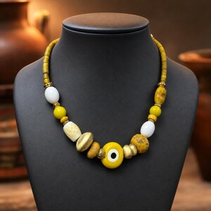 Rose Gold and Gray Statement Beaded Necklace shown individually as a coordinating option for the mix and match necklace set