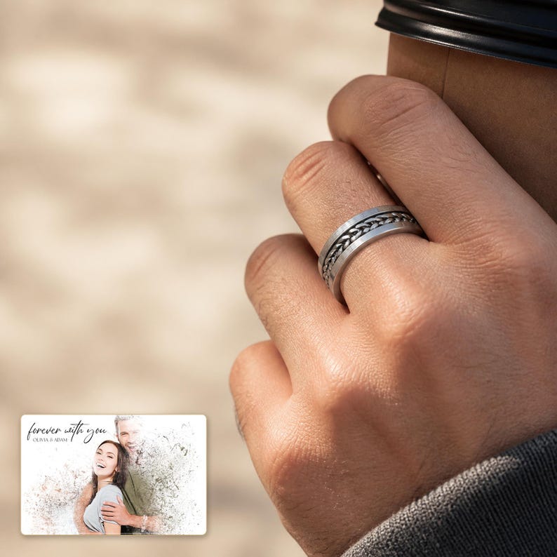 CipherSpin Roman Chain Ring shown as the main Etsy hero photograph with a clear view of the complete design.
