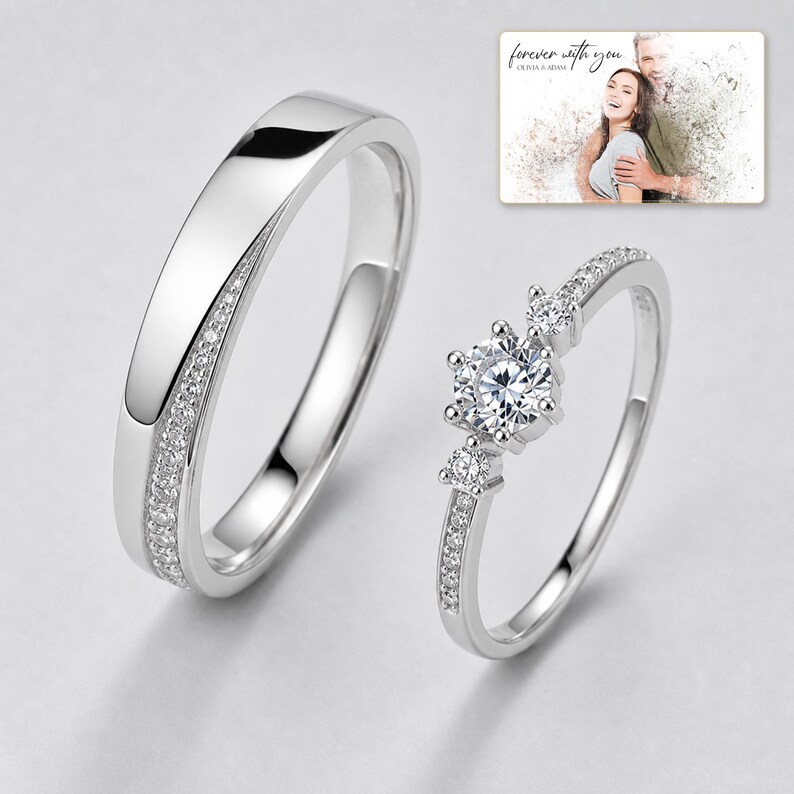 First Sight 925 Promise Rings shown during a warm gift-receiving moment between adults with the exact jewelry visible.