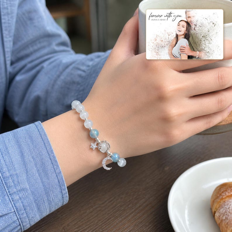 Starlit Moon Bead Bracelet shown as the main Etsy hero photograph with a clear view of the complete design.