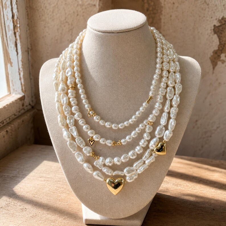 Silver and Gray Statement Beaded Necklace shown individually as a coordinating option for the mix and match necklace set