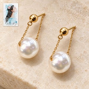 Pearl Style Earrings, hero view. A personalized digital greeting card is shown alongside.