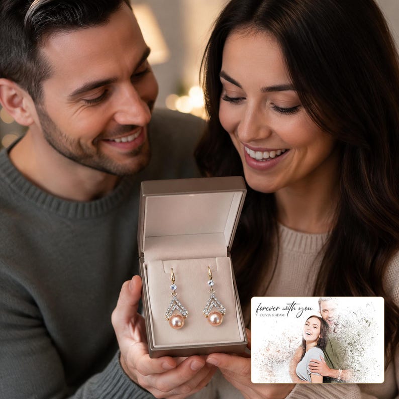 Pearl Look Drop Earrings, gift giving view, photo 13.