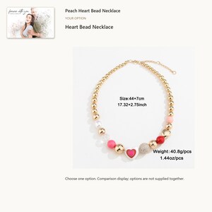 Beaded necklace. Heart Charm Jewelry. A personalized digital greeting card is shown. Select the pictured option when ordering.
