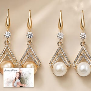 Pearl Look Drop Earrings, macro detail view, photo 3.