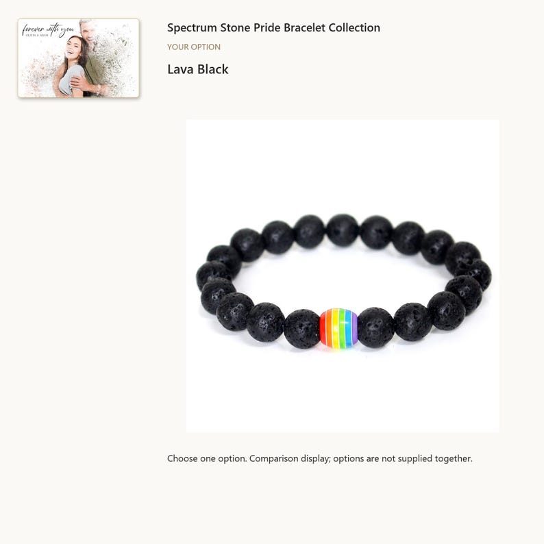 Style 1. Rainbow Bead Pride Bracelet. A personalized digital greeting card is shown. Select the pictured option when ordering.