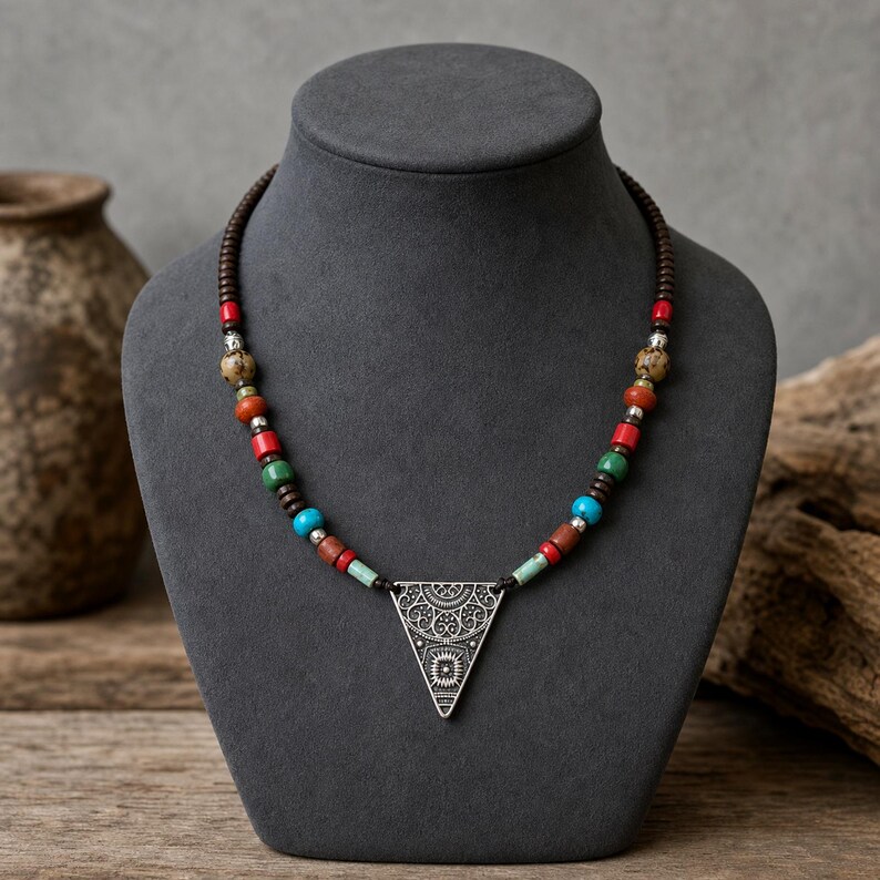 Turquoise Beaded Fish Evil Eye Necklace shown individually as a coordinating option for the mix and match necklace set