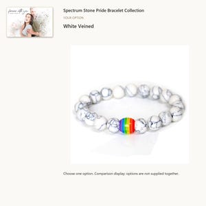 Style 4. Rainbow Bead Pride Bracelet. A personalized digital greeting card is shown. Select the pictured option when ordering.