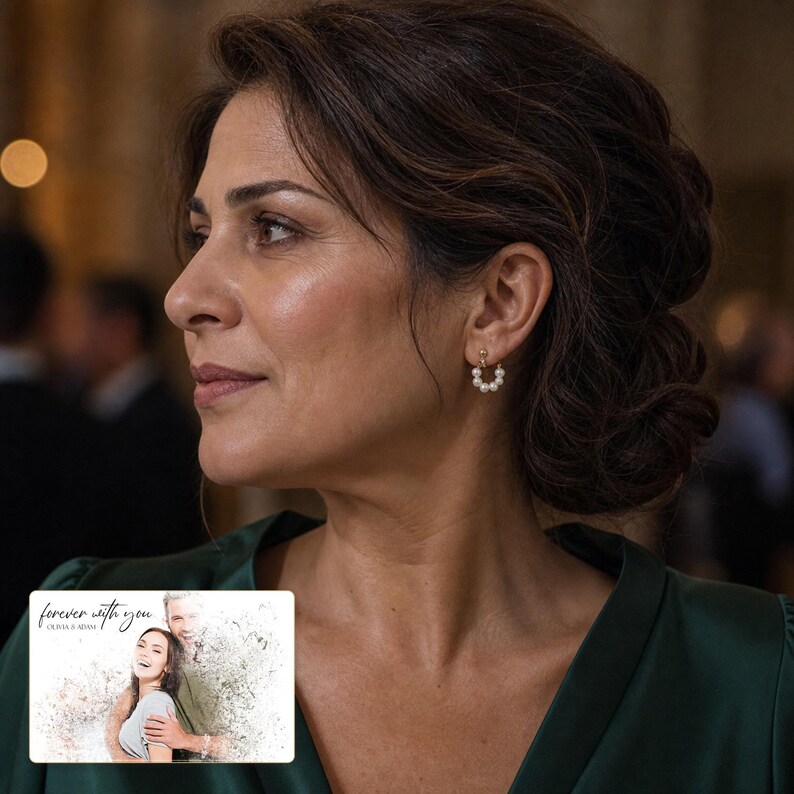 pearl-look beads Poise Earring Collection worn by an adult in a polished evening lifestyle scene.