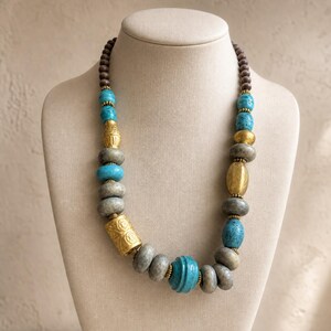 Rose Gold and Gray Statement Beaded Necklace shown individually as a coordinating option for the mix and match necklace set