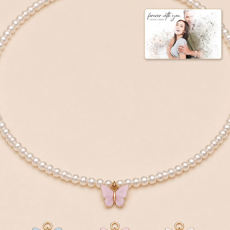 Butterfly Bead Choker, macro detail view, photo 3.