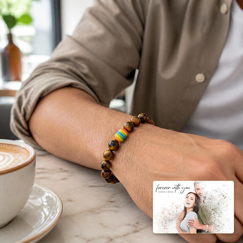 Spectrum bead Pride Bracelet Collection worn by an adult model for realistic scale and everyday styling.