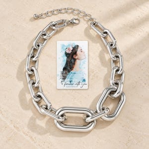 silver tone Arc Statement Choker shown as the main Etsy hero photograph with a clear view of the complete design. A personalized digital greeting card is shown alongside.
