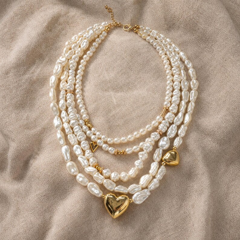 Gift ready presentation of Silver and Beige Statement Beaded Necklace, Boho Handmade Jewelry, Artisan Gift for Her in an open jewelry box lined with natural ivory linen