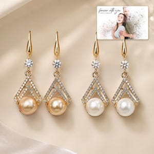 Pearl Look Drop Earrings, hero view, photo 1.