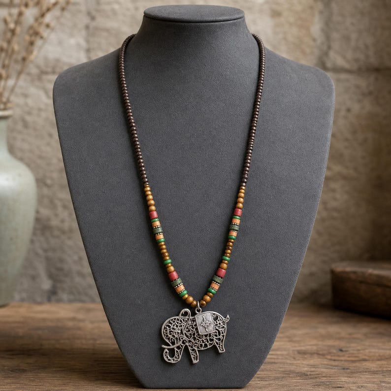 Turquoise Beaded Fish Evil Eye Necklace shown individually as a coordinating option for the mix and match necklace set