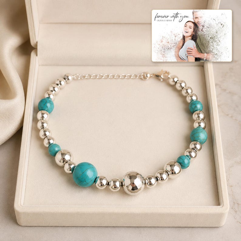 Turquoise Tone Bead Jewelry, gift box view, photo 4.
