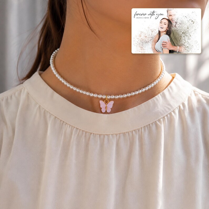 Butterfly Bead Choker, worn lifestyle view, photo 5.