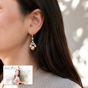 Pearl Look Drop Earrings, worn lifestyle view, photo 5.