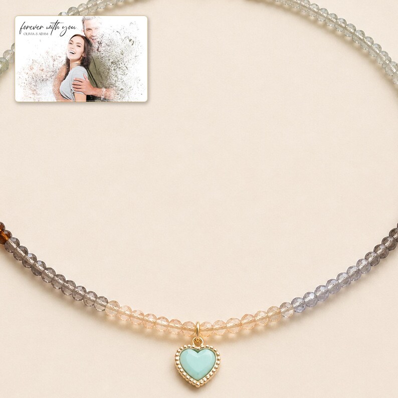 Heart Bead Necklace, macro detail view, photo 3.