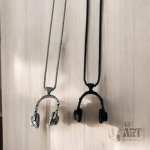 DJ Headphone Necklace: Stainless Steel Music Pendant image 5