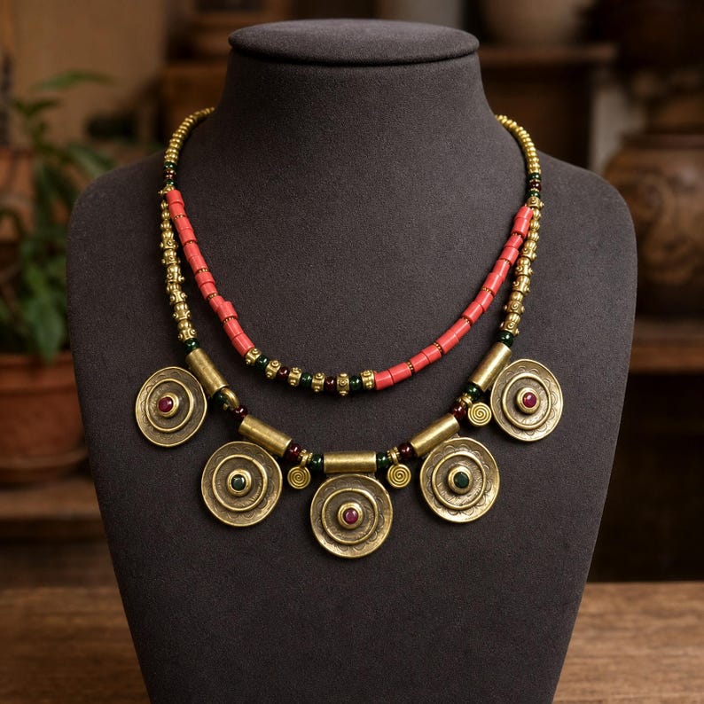 Rose Gold and Silver Statement Beaded Necklace shown individually as a coordinating option for the mix and match necklace set