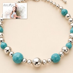 Turquoise Tone Bead Jewelry, macro detail view, photo 3.
