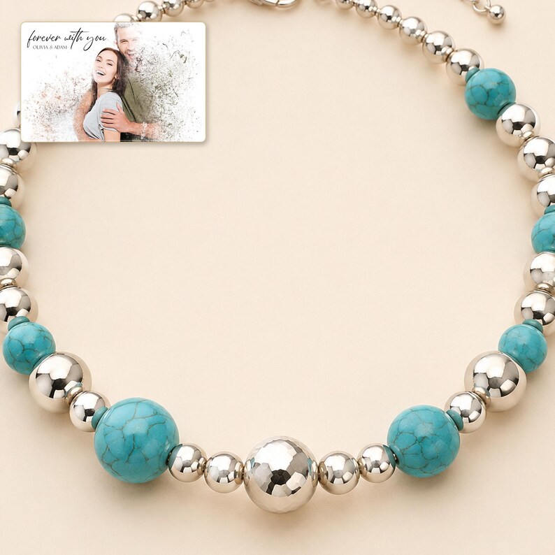 Turquoise Tone Bead Jewelry, macro detail view, photo 3.