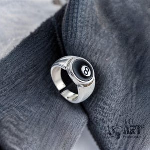 8 Ball Ring, Adjustable Stainless Steel Billiards Band image 11