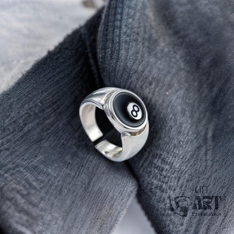 8 Ball Ring, Adjustable Stainless Steel Billiards Band image 11