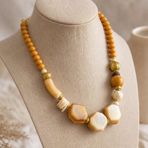 Blue and Silver Statement Beaded Necklace shown individually as a coordinating option for the mix and match necklace set