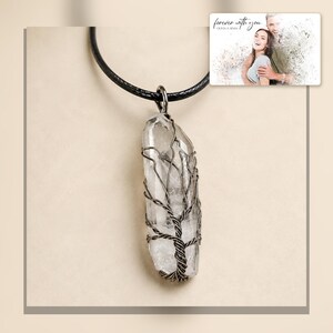 Tree Wire Pendant Necklace, linen flatlay view, photo 6.