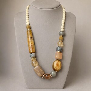 Orange and Brown Statement Beaded Necklace shown individually as a coordinating option for the mix and match necklace set