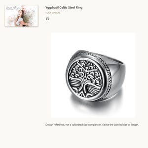 Size 13. Tree of Life Signet Ring. A personalized digital greeting card is shown. Select the pictured option when ordering.