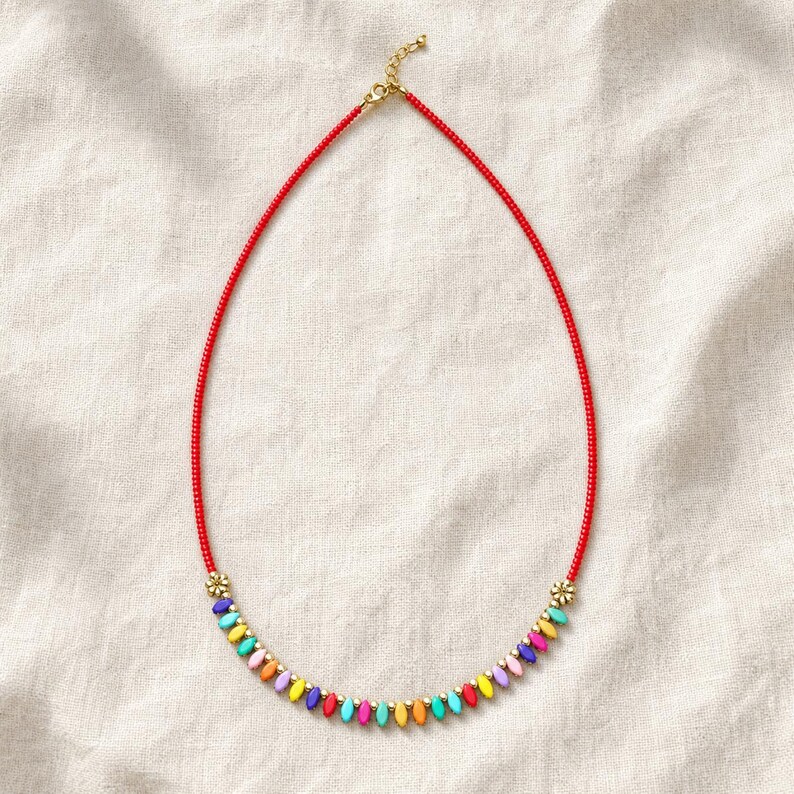 Orange turquoise and brown statement beaded necklace from the colorful four piece jewelry gift set