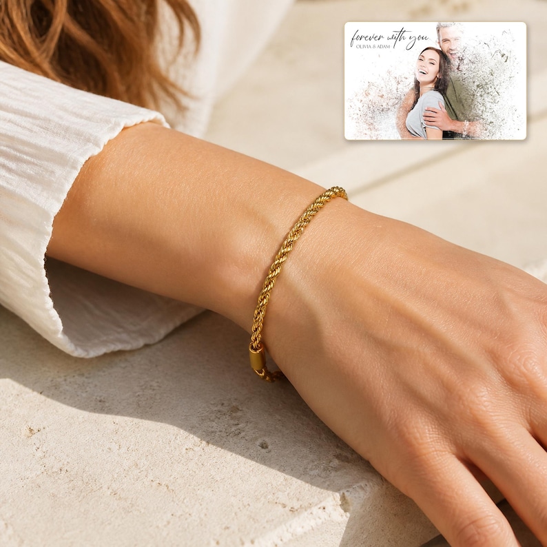 Sunlit Twist Rope Chain Bracelet worn by an adult in a polished evening lifestyle scene.
