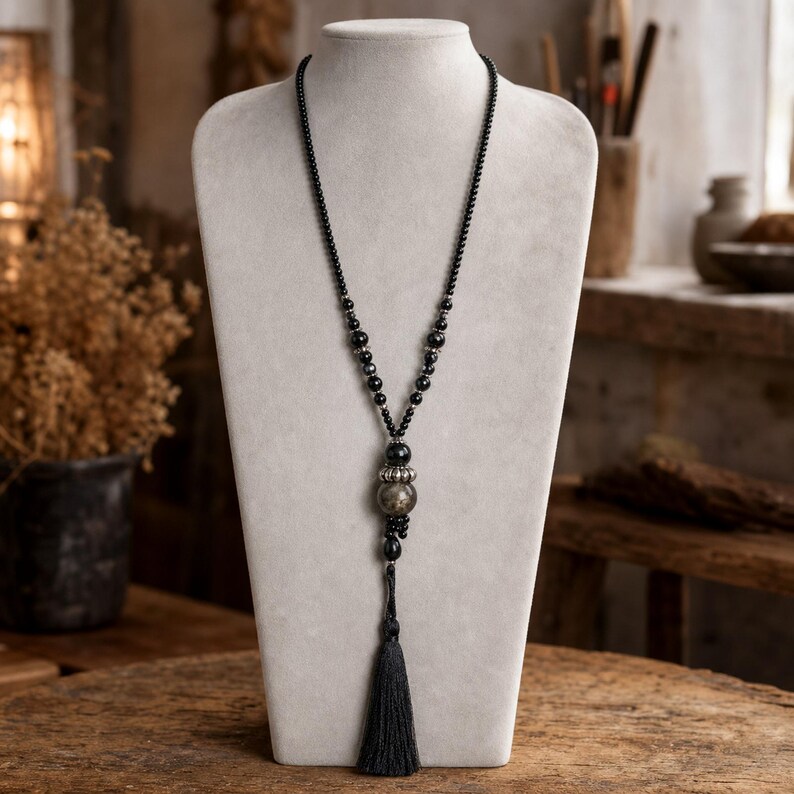Rose Gold and Silver Statement Beaded Necklace shown individually as a coordinating option for the mix and match necklace set