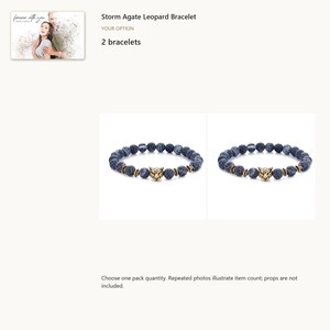 2 Bracelets. Gray Agate Bead Bracelet. A personalized digital greeting card is shown. Select the pictured option when ordering.
