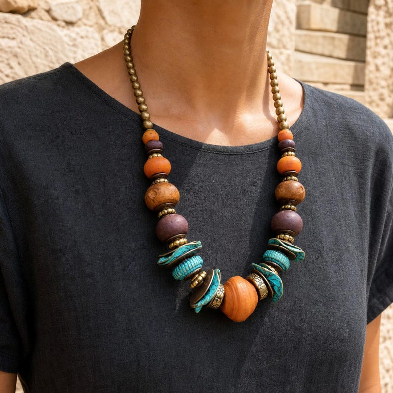 Three-piece handmade necklace set featuring rose gold and silver beaded necklace, rose gold and gray beaded necklace and rose gold and gray beaded necklace, displayed together to show the coordinated colors and beadwork